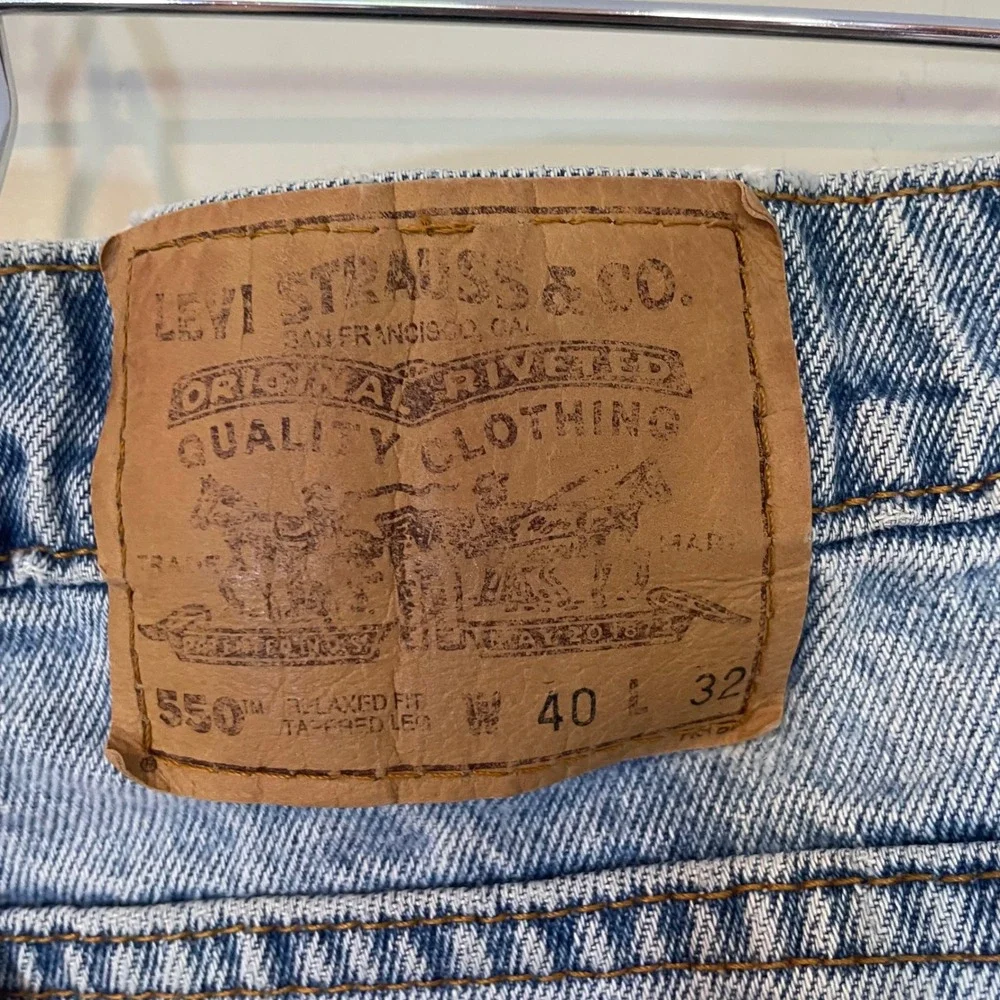 Levis 550 Orange Tab Vintage Mens Relaxed Fit Tapered Leg Jeans Light Wash 40x32